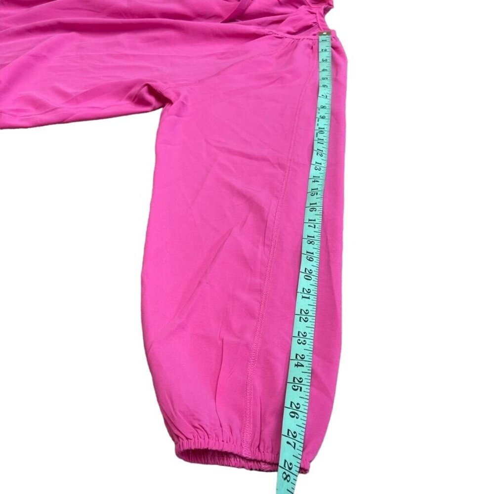 Women Hot Pink Elastic Cuffs Long Sleeve Lightweight Blouse Top Relaxe Fit Large - Picture 7 of 9